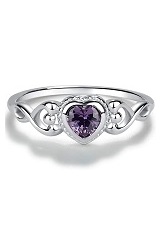 pretty teensy-weensy silver heart cz birthstone ring for babies and kids